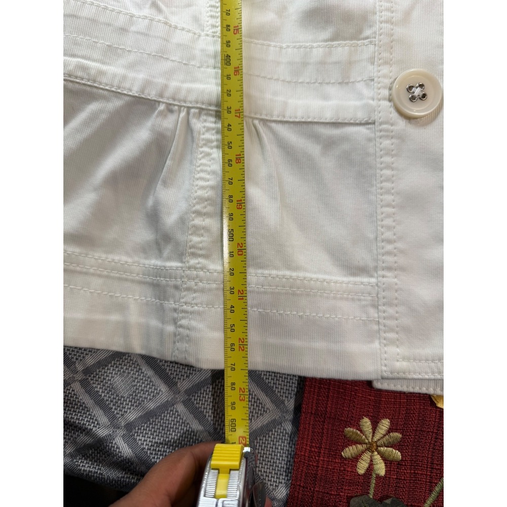 Ann Taylor Loft White Corduroy Short Sleeve Button Up Jacket Size 10 - Picture 5 of 9